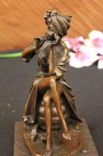 Signed Original Gerome Glamorous Lady Bronze Marble Sculpture Marble