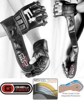  RDX Leather Gel Tech MMA UFC Grappling Gloves Fight Boxing Punch Bag G