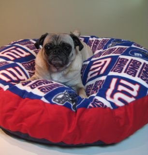 NY Giants Fleece Dog Bed 40 XL LG Round Pet Pillow