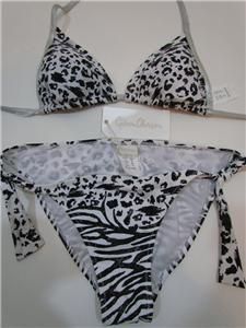Gideon Oberson Black and White Animal Print 2 Piece Set Bikini Size 8