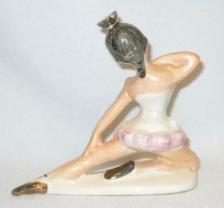 Vintage Porcelain Ballerina Figurine Gold Crown Trim
