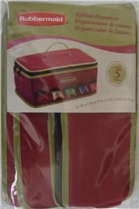 Rubbermaid Red 5 Roll Ribbon Organizer Container New