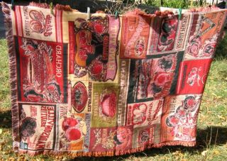 Vintage Cotton 70X50 Blanket Brand Fruit Goodwin Weavers 100 RARE