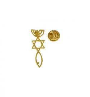 Lapel Pin Messianic Seal Roots Symbol Gold Plated
