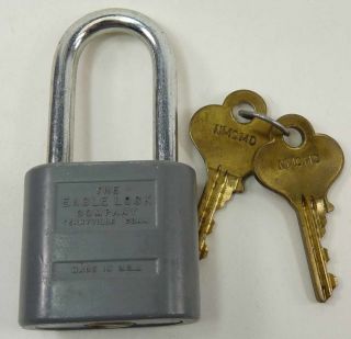 Vintage Gray Eagle Padlock Lock with Bird Logo 2 Keys