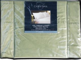 New Charisma 400ct 6 Piece Green Queen Sateen Sheet Set 100 Egyptian