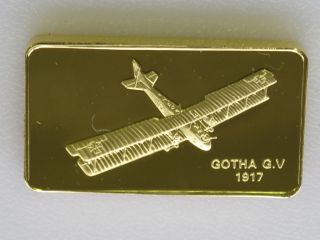 Gotha G V 1917 Aircraft 24K Gold on Bronze Art Bar Franklin Mint C2151