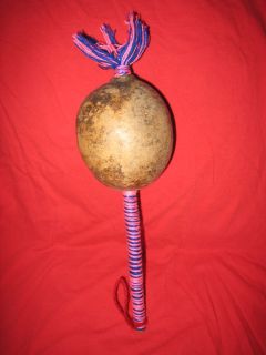 Huichol Shaman Traditional Peyote Pilgrimage Gourd Rattle
