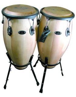 GP Percussion Wood Conga Set with Stand