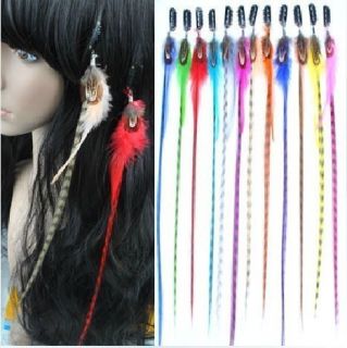 Grizzly Feather Hair Extensions Clip in on Popular Cosplay Dress