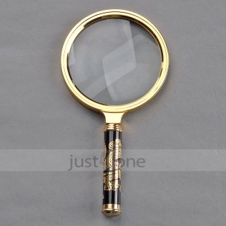 90 mm Dragon Engraved Handheld Magnifier Jewelry Reading Loupe