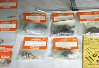 Kyosho Concept 30 Nitro R/C Helicopter Lot w/Many NEW Parts & OS .32F
