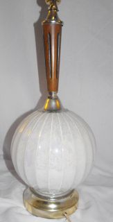 Vtg Mid Century Modern Danish Glass Ball Globe Table Lamp