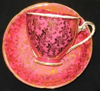 Grafton Sizzling Pink with Goldn Tea Cup and Saucer Teacup