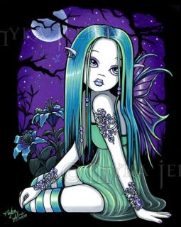 Gothic Moon Lilly Fairy Art Signed Print Faerie Luna