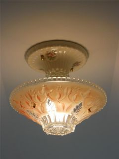 30s Art Deco Porcelain Porcelier Ceiling light fixture Chandelier
