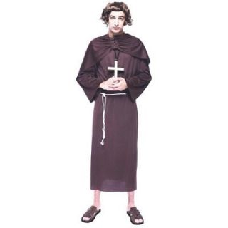 MONK Adult Mens Costume Medieval Friar Tuck Religious Brown Robe Sash