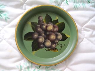  Painted Vintage Country Harvest Grapes Wine Coaster Tole Tray