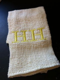 New Cream Embroidered Wash Cloth with H H Embroidered in Yellow