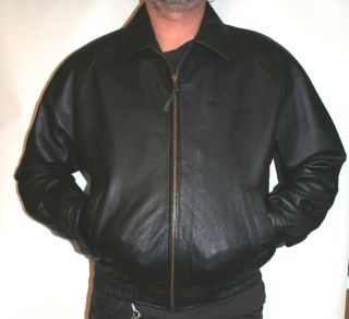 John Deere Leather Bomber jacket mens BLACK Motorcycle Tractor coat