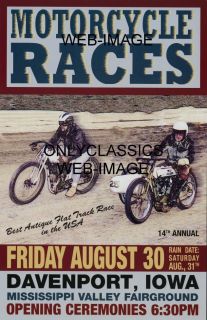 Motorcycle Racing Poster Harley Davidson Sidecar Races