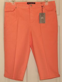 Gloria Vanderbilt Womens Coral Colored Amanda Capri Pants Size 16W