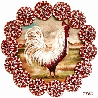  ROOSTER 4 YoYo Candle Mat BREAKFAST BAR PLACEMAT Grace Pullen Fabric