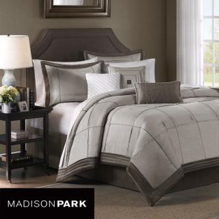 Madison Park Hotel Collection KING Taupe Cascade 7 Piece Comforter Set