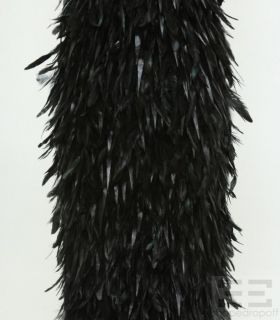 CD Greene Black Mesh Jeweled Feather Leather Sleeveless Gown