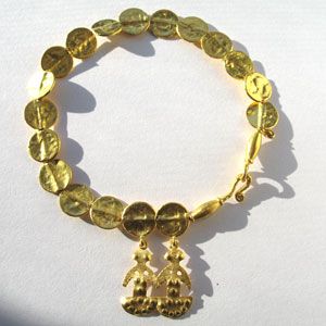 Hammered 24K Gold Twin Bracelet Artisan Jewelry Unique