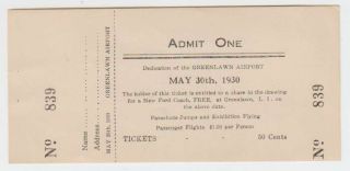 C4909 1930 Dedication of Greenlawn Li Airport Ticket