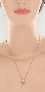  GF Gold Filled 33ct Amethyst Elegant Scrolled Cross Necklace