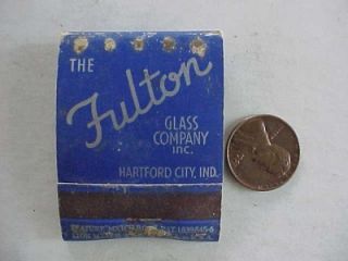 1950s Hartford City Indiana Fulton Glass Co Features Matchbook That