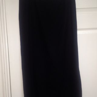 Harolds Classic Long Black Wool Skirt with Fringe Hem