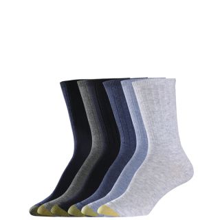 Gold Toe Womens Socks Ribbed Crew Flannel Navy Black 6 Pairs