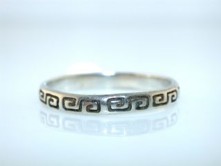  Pollack Greek Key of Life Pattern Band Sterling Silver Ring