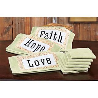 New 9 PC Kitchen Towel Set Hope Love Faith Sage