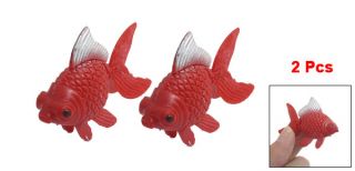 Red Artificial Floating Goldfish 2 Pcs for Fish Tank