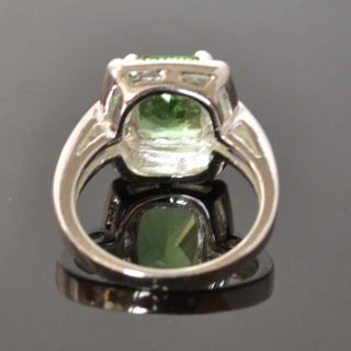  Cocktail CZ Silve Gemstone Ring Green Quartz Ring Size 8