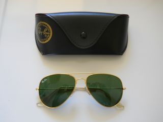 Ray Ban Aviator Sunglasses Vintage Gold Green