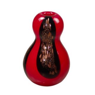 Dale Tiffany Art Glass Gourd Vase in Red and Black   AG500237