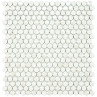 EliteTile Posh 11 1/4 x 12 Penny Round Porcelain Mosaic Wall Tile in