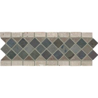  Floors Slate Diamond Listello 4 x 12 Tile Accent   CS466 00300