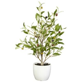 Nearly Natural 18 Olive Silk Tree with Vase (Set of 2)