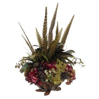 Tori Home 20 Feather and Hydrangea Floral Arrangement with Resin Leaf