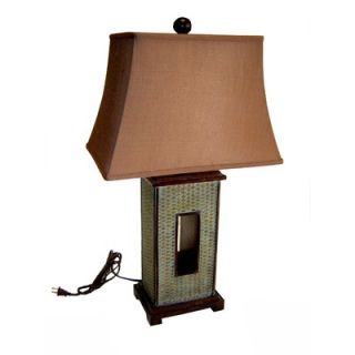 Cheungs Rattan 28.5 Tall Table Lamp with Shade in Green