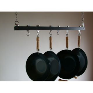 Track Rack 36 Ceiling Pot Rack in Anthracite Grey Wood