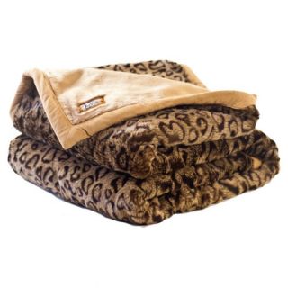 Leopard Faux Fur Throw Blanket with Cinnamon Accents and Camel Color