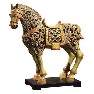 Chunar Horse Sculpture Sculpture in Soft Cinnamon Red and Verde Patina