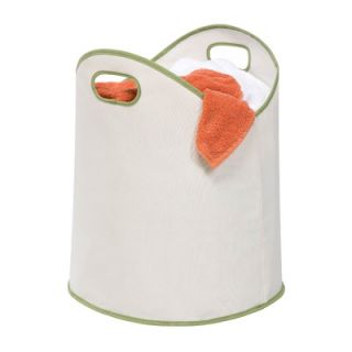 Honey Can Do Canvas Laundry Basket in White/Green   LDY 01997
